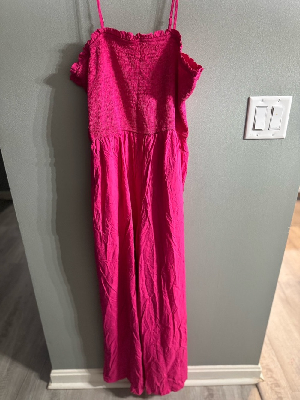 Cupshe Hot Pink Smocked Strap Jumpsuit